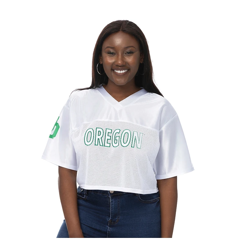 T-shirt court à col en V maille blanche ZooZatz pour femme