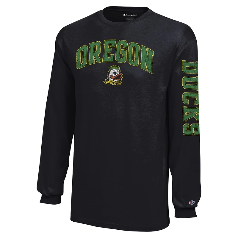 Youth Champion Black Oregon Ducks Distressed Arch Over Logo Long Sleeve T-Shirt