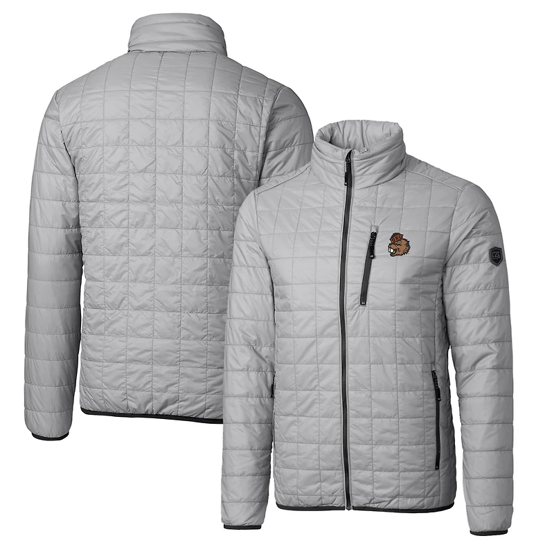 Veste matelassée isolante entièrement zippée Rainier PrimaLoft Eco avec logo de l'équipe principale des Beavers l'État l'Oregon, gris Cutter & Buck