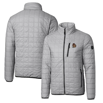 Veste matelassée isolante entièrement zippée Rainier PrimaLoft Eco avec logo de l'équipe principale des Beavers l'État l'Oregon, gris Cutter & Buck