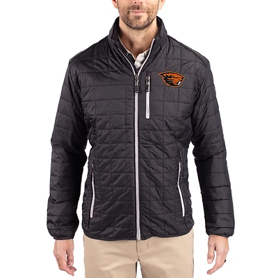 Doudoune zippée intégrale Cutter & Buck noire Oregon State Beavers Rainier Eco pour homme