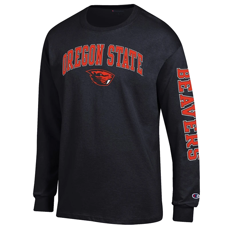 Men's Champion  Black Oregon State Beavers Arch Over Logo 2-Hit Long Sleeve T-Shirt