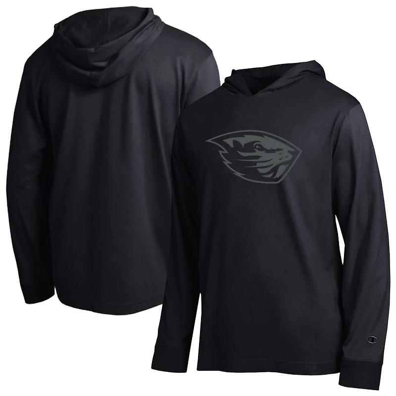 Men's Champion  Black Oregon State Beavers Tonal All-Star Long Sleeve Hooded T-Shirt