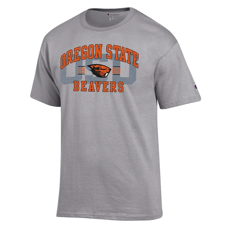 Men's Champion Heather Gray Oregon State Beavers Varsity T-Shirt