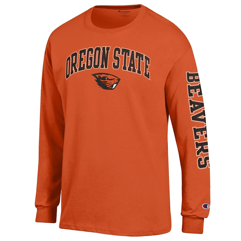 Men's Champion  Orange Oregon State Beavers Arch Over Logo 2-Hit Long Sleeve T-Shirt