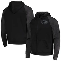 Sweat à capuche zippé Colosseum Black Oregon State Beavers Blackout 3.0 Tonal Raglan pour homme