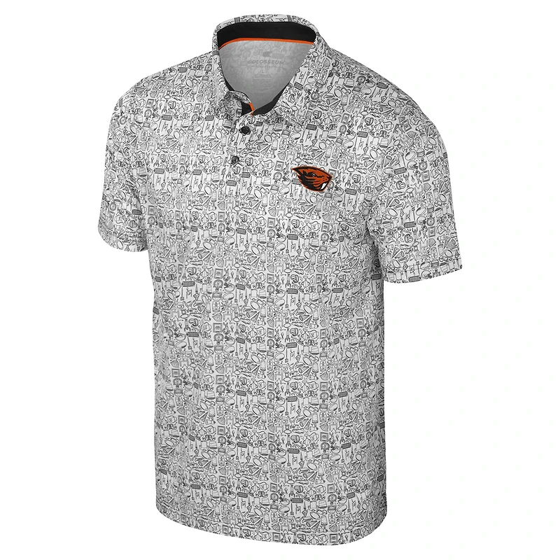 Men's Colosseum Black Oregon State Beavers It's Time! Allover Print Polo