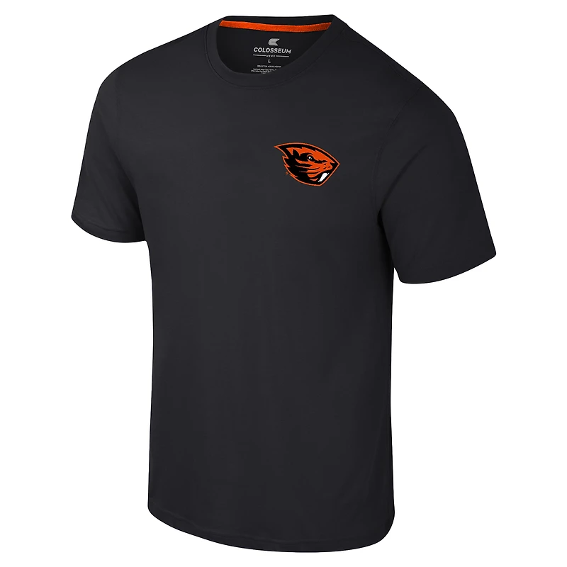T-shirt Colosseum Black Oregon State Beavers Logo Lockup 2-Hit Active Blend pour hommes