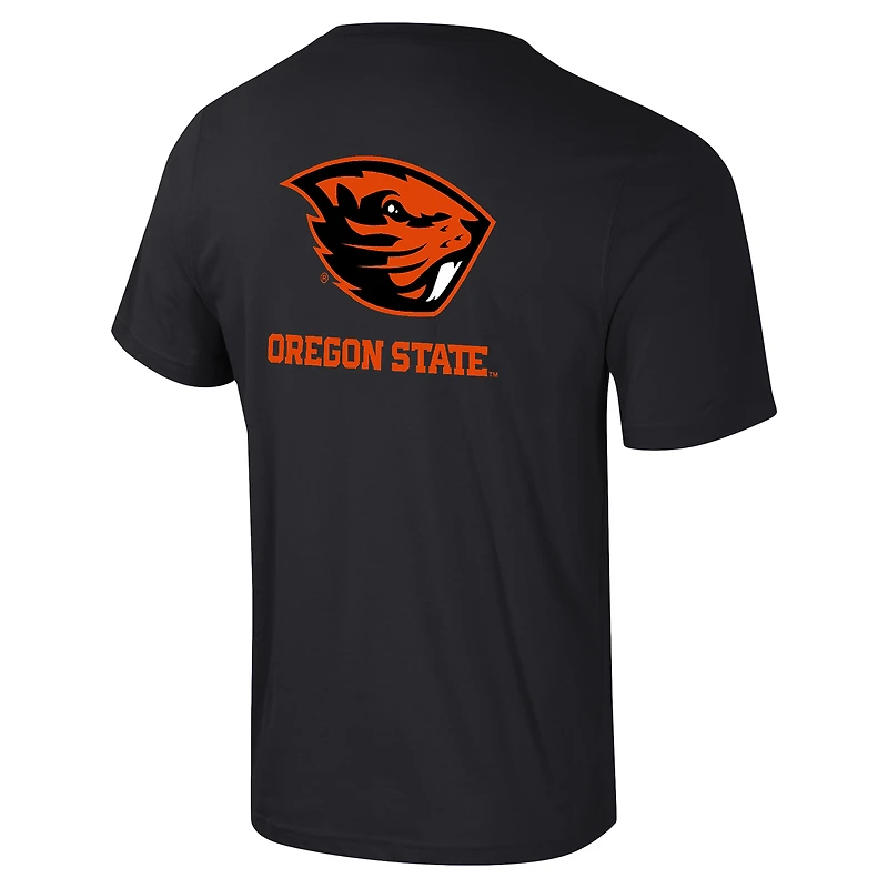 T-shirt Colosseum Black Oregon State Beavers Logo Lockup 2-Hit Active Blend pour hommes
