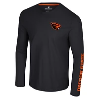 Men's Colosseum Black Oregon State Beavers Logo Lockup 3-Hit Active Blend Long Sleeve T-Shirt