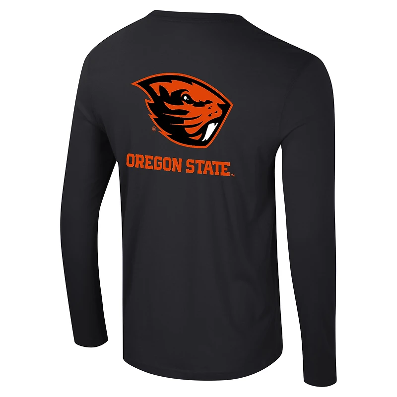 T-shirt à manches longues Colosseum Black Oregon State Beavers Logo Lockup 3-Hit Active Blend pour hommes