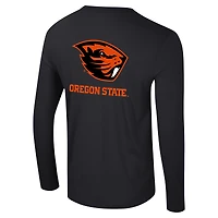 T-shirt à manches longues Colosseum Black Oregon State Beavers Logo Lockup 3-Hit Active Blend pour hommes