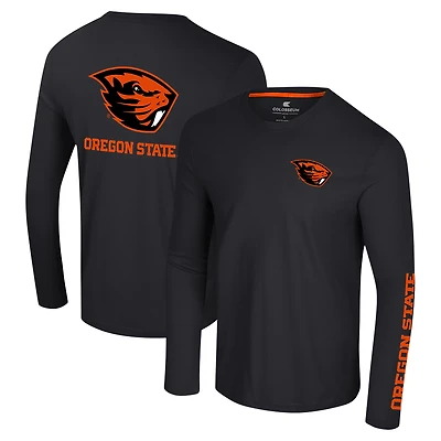 T-shirt à manches longues Colosseum Black Oregon State Beavers Logo Lockup 3-Hit Active Blend pour hommes