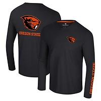 T-shirt à manches longues Colosseum Black Oregon State Beavers Logo Lockup 3-Hit Active Blend pour hommes