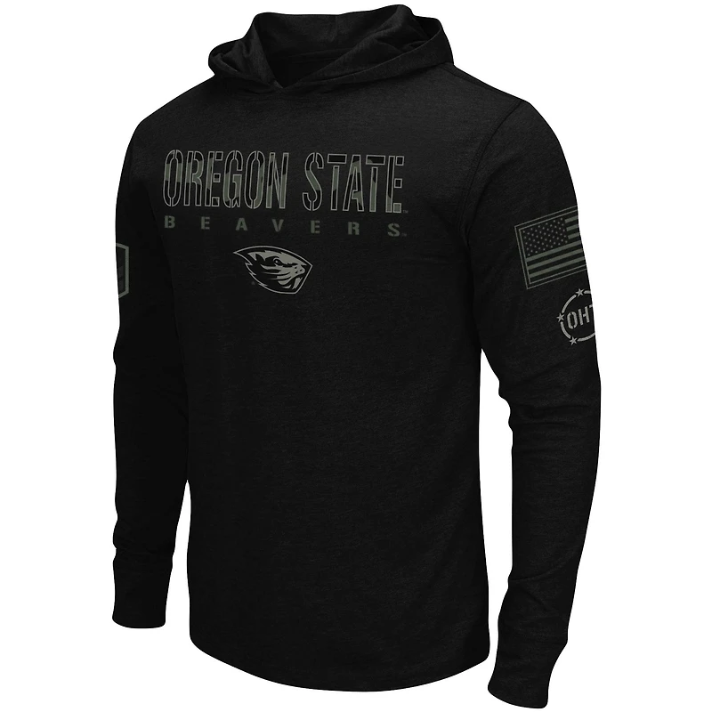 Colosseum Black Oregon State Beavers OHT Military Appreciation Hoodie T-shirt à manches longues pour homme