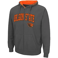 Men's Colosseum Charcoal Oregon State Beavers Arch & Logo 3.0 Full-Zip Hoodie