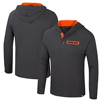 T-shirt à capuche manches longues Henley pour homme Colosseum Charcoal Oregon State Beavers Dujour Ralgan