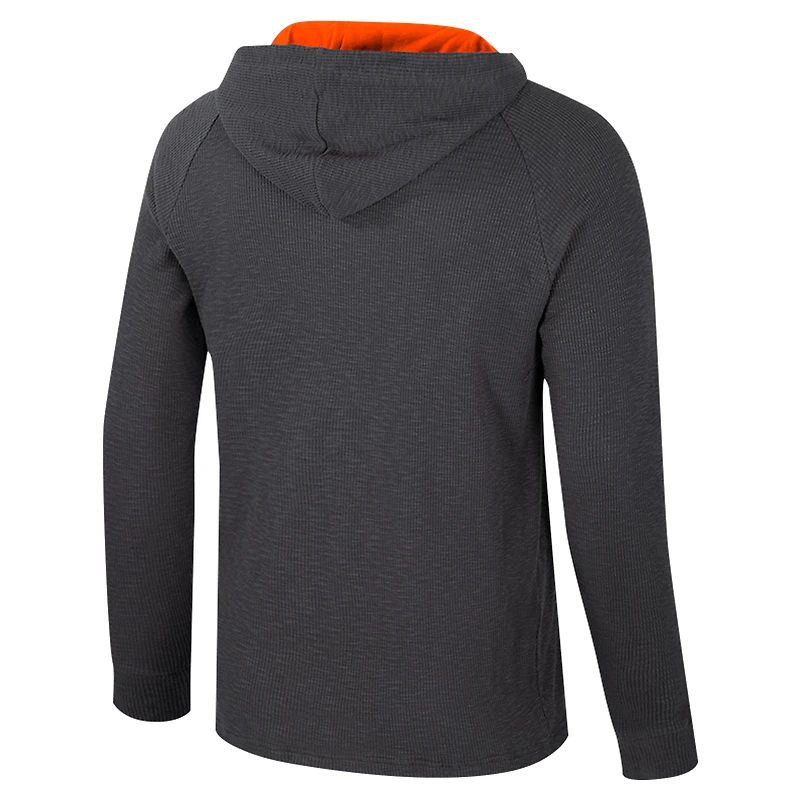 T-shirt à capuche manches longues Henley pour homme Colosseum Charcoal Oregon State Beavers Dujour Ralgan