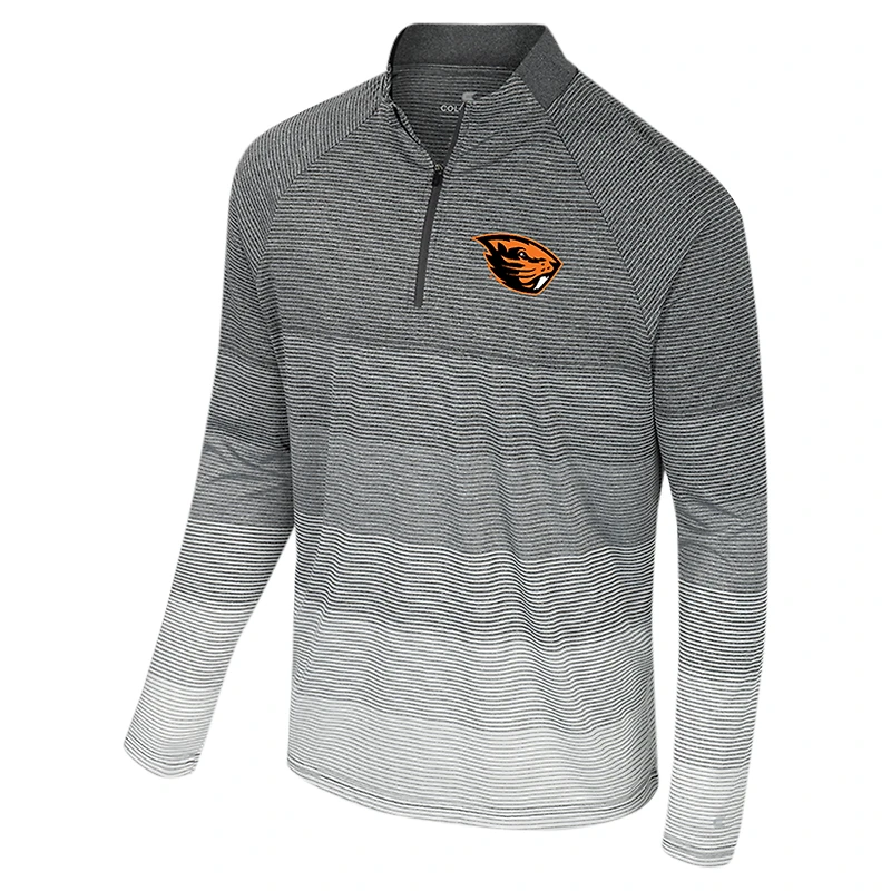 Men's Colosseum  Gray Oregon State Beavers AI Striped Mesh Quarter-Zip Raglan Windshirt