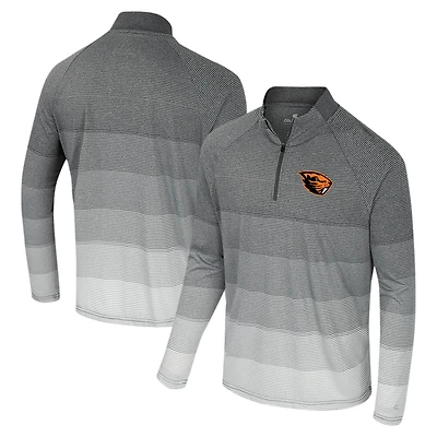 Coupe-vent à glissière quart de tour en maille rayée raglan gris Oregon State Beavers AI pour hommes Colosseum