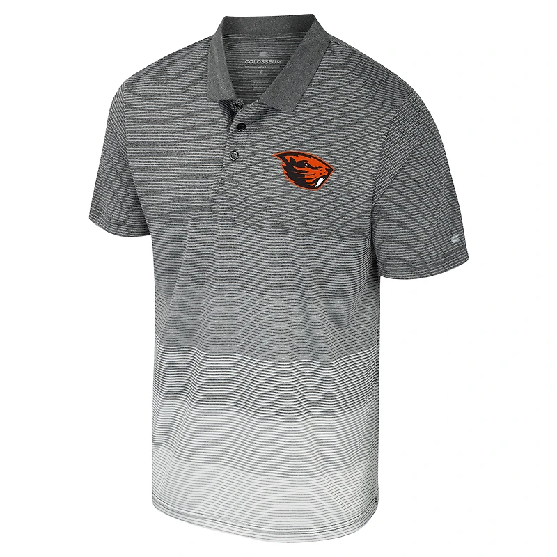 Men's Colosseum Gray Oregon State Beavers Striped Mesh Polo