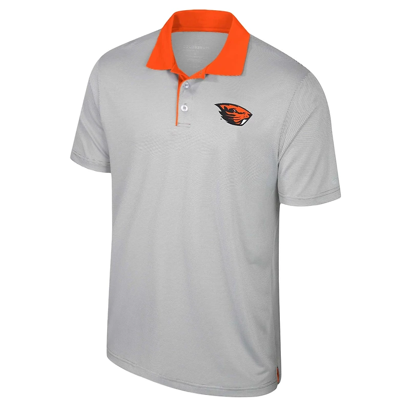 Men's Colosseum Gray Oregon State Beavers Tuck Striped Polo