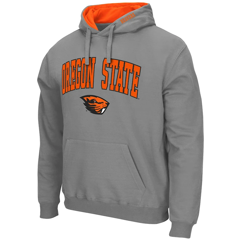 Men's Colosseum Heather Gray Oregon State Beavers Arch & Logo 3.0 Pullover Hoodie
