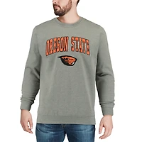 Men's Colosseum Heather Gray Oregon State Beavers Arch & Logo Crew Neck Sweatshirt