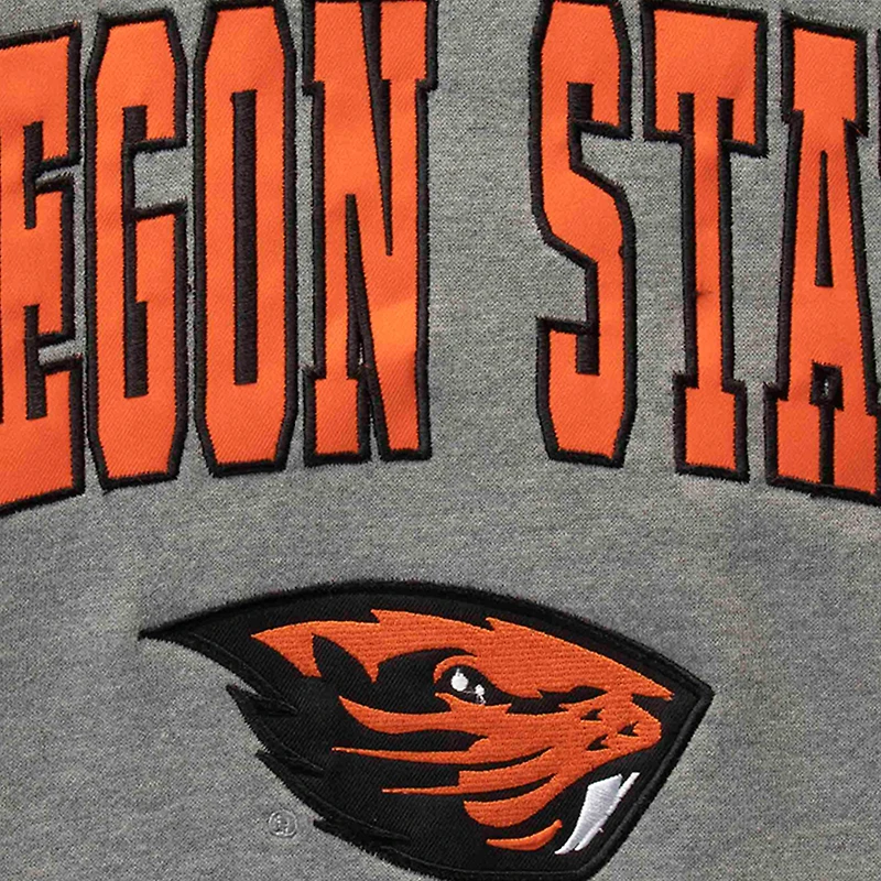 Men's Colosseum Heather Gray Oregon State Beavers Arch & Logo Crew Neck Sweatshirt