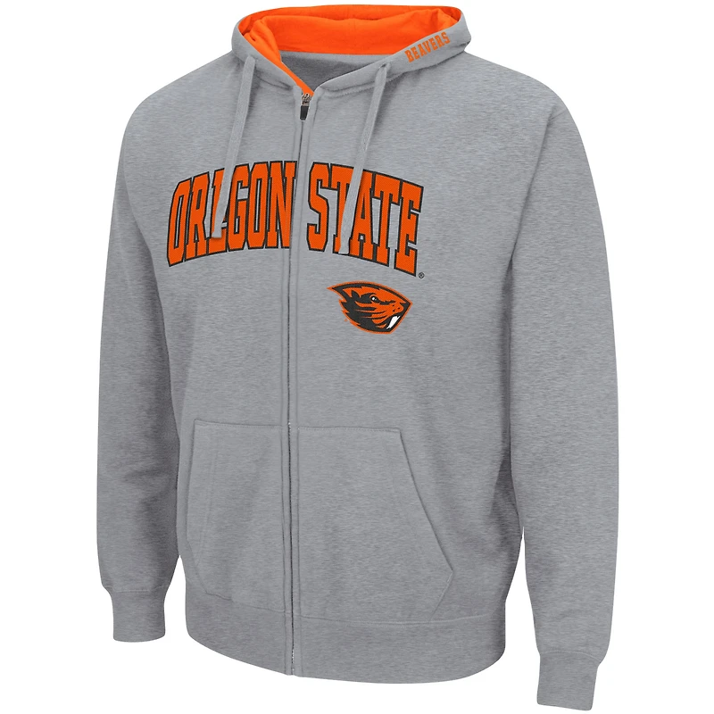 Sweat à capuche entièrement zippé Colosseum Charcoal Oregon State Beavers Arch & Logo 3.0 pour homme