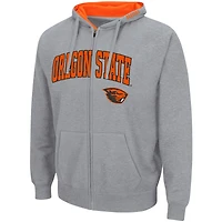 Sweat à capuche entièrement zippé Colosseum Charcoal Oregon State Beavers Arch & Logo 3.0 pour homme