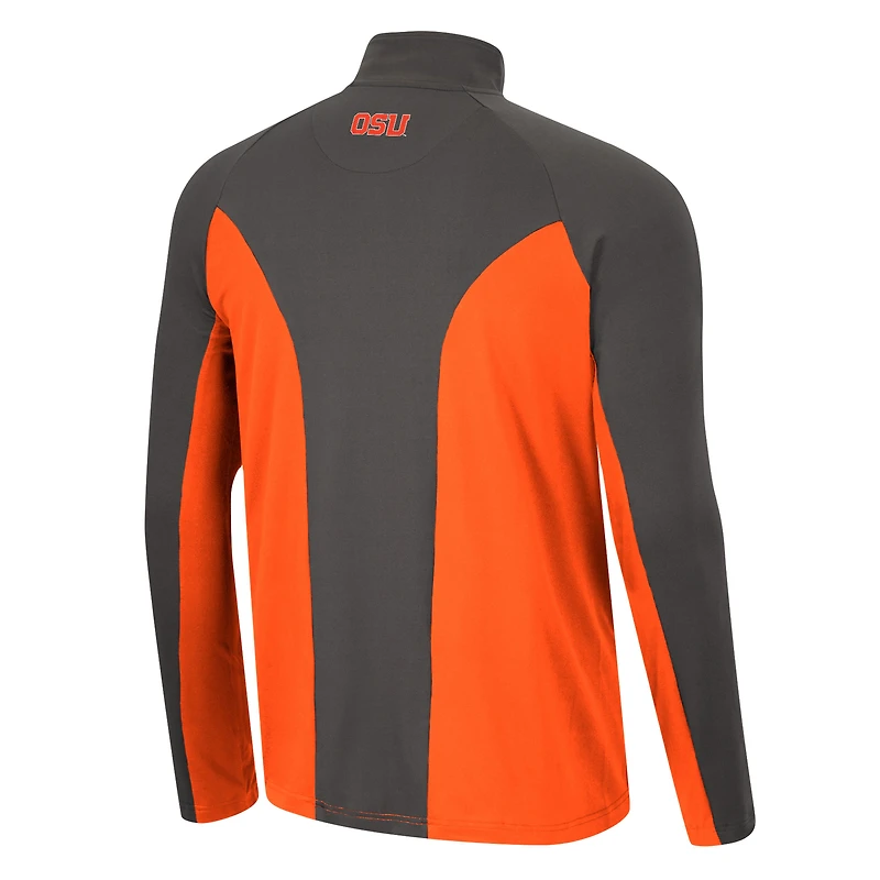 Men's Colosseum Orange/Charcoal Oregon State Beavers Two Yutes Raglan Quarter-Zip Windshirt