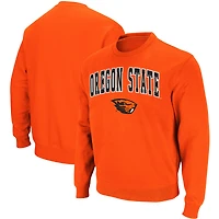Sweat-shirt à col rond Colosseum pour homme, gris chiné, avec logo et arche des Oregon State Beavers