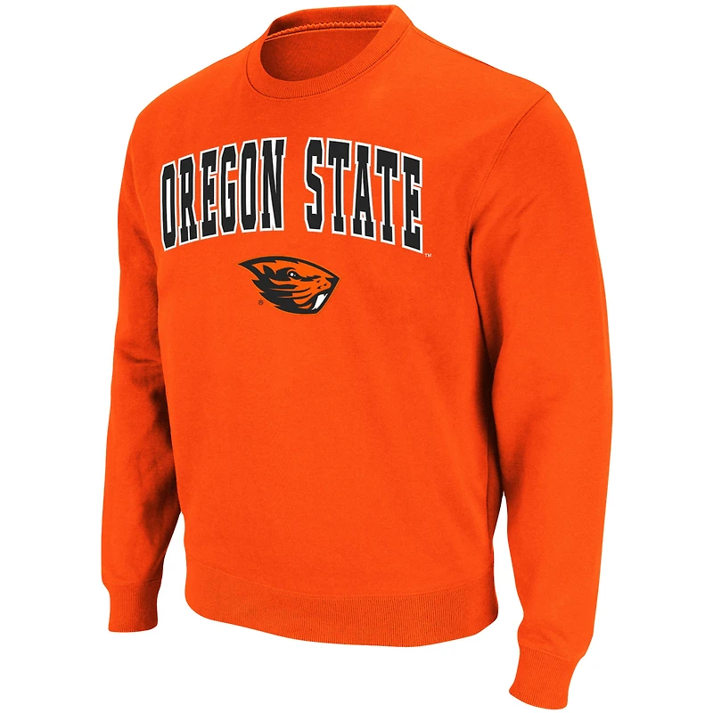 Sweat-shirt à col rond Colosseum pour homme, gris chiné, avec logo et arche des Oregon State Beavers
