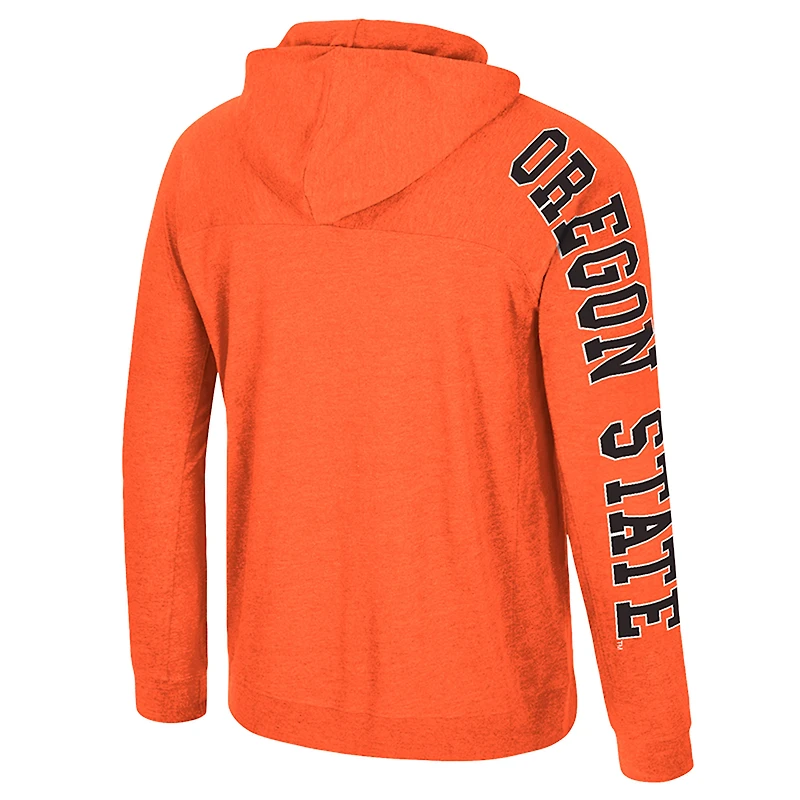 Men's Colosseum Orange Oregon State Beavers Back Business Long Sleeve Raglan Hooded T-Shirt