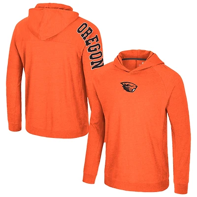 Men's Colosseum Orange Oregon State Beavers Back Business Long Sleeve Raglan Hooded T-Shirt