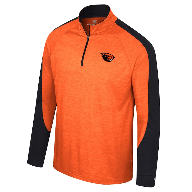 Men's Colosseum Orange Oregon State Beavers Langmore Raglan Quarter-Zip Top