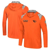Men's Colosseum Orange Oregon State Beavers OHT Military Appreciation Quarter-Zip Hoodie Jacket