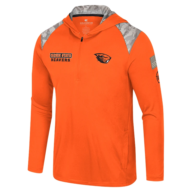 Men's Colosseum Orange Oregon State Beavers OHT Military Appreciation Quarter-Zip Hoodie Jacket