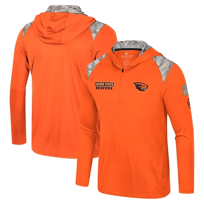 Men's Colosseum Orange Oregon State Beavers OHT Military Appreciation Quarter-Zip Hoodie Jacket