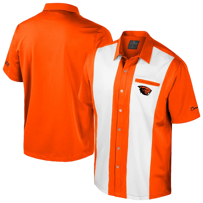 Men's Colosseum Orange Oregon State Beavers Strike Bowling Button-Up Shirt