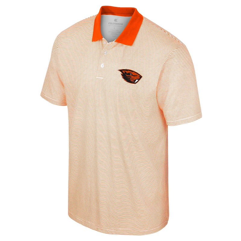 Polo à rayures blanches/oranges Colosseum Oregon State Beavers pour homme