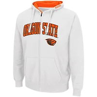 Sweat à capuche entièrement zippé Colosseum Oregon State Beavers Arch & Logo 3.0 pour homme, blanc