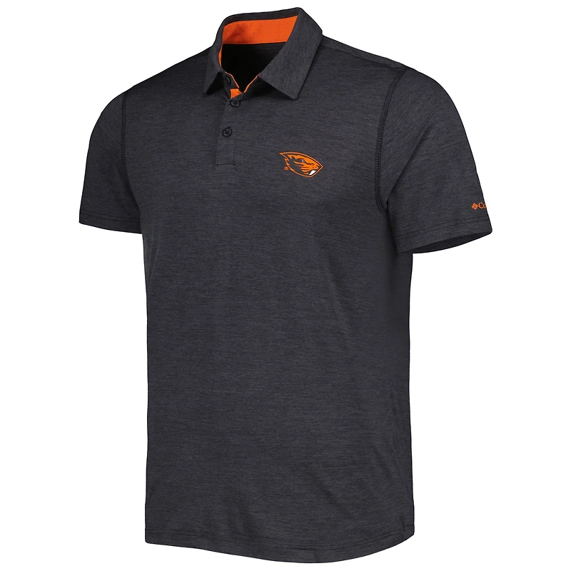 Men's Columbia Black Oregon State Beavers Tech Trail Omni-Shade Polo