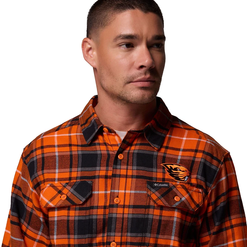 Men's Columbia  Orange Oregon State Beavers Flare Gun Omni-Wick Flannel Long Sleeve Button-Up Shirt