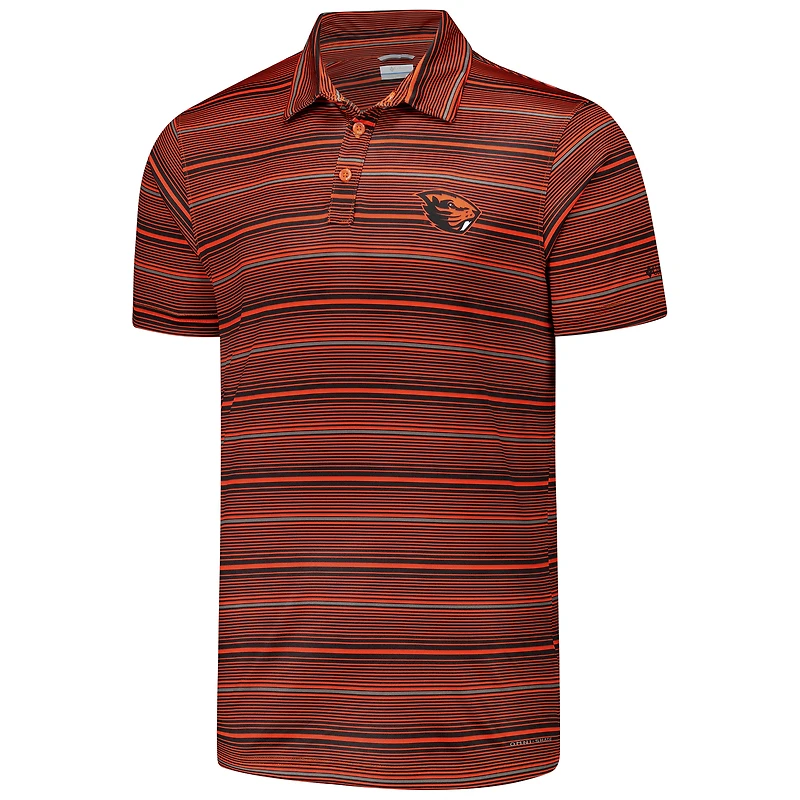Men's Columbia Orange Oregon State Beavers PFG Super Terminal Tackle™ Omni-Shade™ Stripe Polo