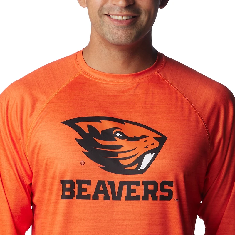 T-shirt à manches longues Columbia Orange Oregon State Beavers PFG Terminal Tackle Omni-Shade Raglan pour homme