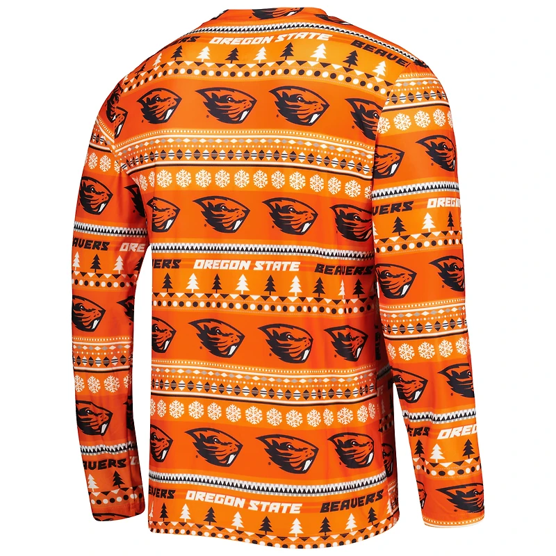 Men's Concepts Sport Orange Oregon State Beavers Swivel Long Sleeve Top & Pants Sleep Set