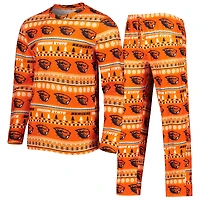 Men's Concepts Sport Orange Oregon State Beavers Swivel Long Sleeve Top & Pants Sleep Set