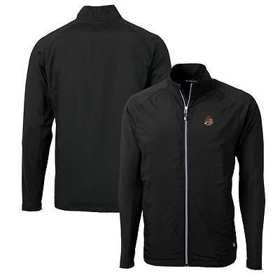 Men's Cutter & Buck Black Oregon State Beavers Adapt Eco Knit Hybrid Recycled Full-Zip Jacket
